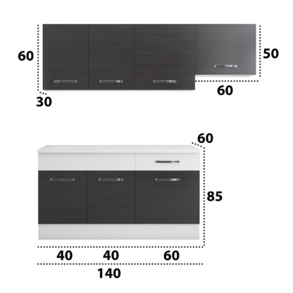 Bucatarie Sofia 200 cm, wenge / alb, blat termic alb, corp hota - imagine 4