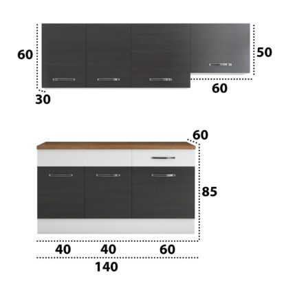 Bucatarie Sofia 200 cm, wenge / alb, blat termic nuc, corp hota - imagine 5