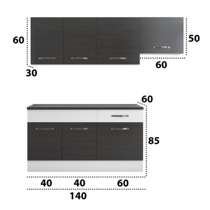 Bucatarie Sofia 200 cm, wenge / alb, blat termic wenge, corp hota - imagine 5