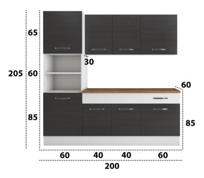 Bucatarie Sofia 200 cm, wenge / alb, blat termic nuc, corp cuptor incorporabil - imagine 6