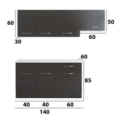 Bucatarie Sofia 200 cm, wenge, blat termic alb, corp hota - imagine 5