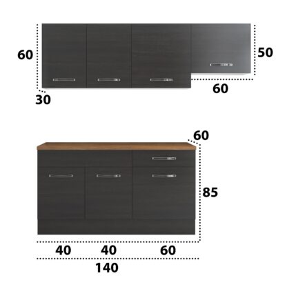 Bucatarie Sofia 200 cm, wenge, blat termic nuc, corp hota - imagine 4