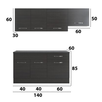Bucatarie Sofia 200 cm, wenge, blat termic wenge, corp hota - imagine 5