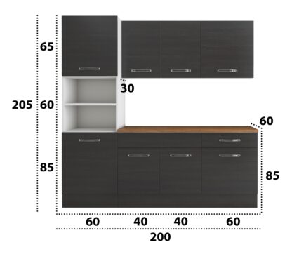 Bucatarie Sofia 200 cm, wenge, blat termic nuc, corp cuptor incorporabil - imagine 6