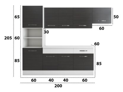 Bucatarie Sofia 260 cm, wenge / alb, blat termic alb, corp cuptor incorporabil - imagine 5