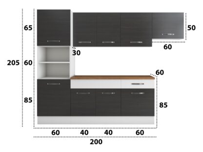 Bucatarie Sofia 260 cm, wenge / alb, blat termic nuc, corp cuptor incorporabil - imagine 5