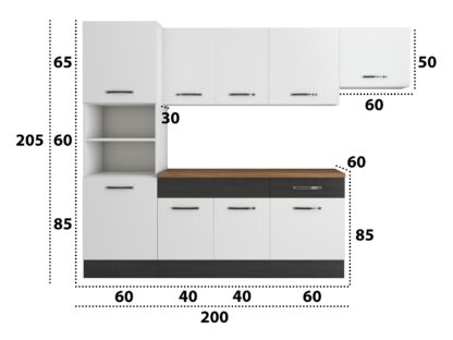 Bucatarie Sofia 260 cm, alb / wenge, blat termic nuc, corp cuptor incorporabil - imagine 5
