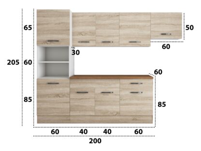 Bucatarie Sofia 260 cm, sonoma, blat termic nuc, corp cuptor incorporabil - imagine 5