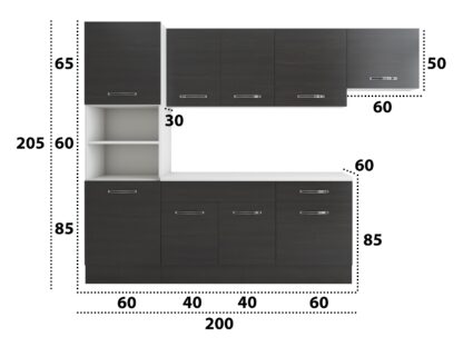Bucatarie Sofia 260 cm, wenge, blat termic alb, corp cuptor incorporabil - imagine 5