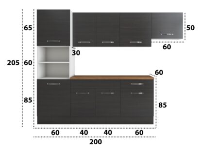 Bucatarie Sofia 260 cm, wenge, blat termic nuc, corp cuptor incorporabil - imagine 5