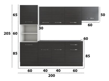 Bucatarie Sofia 260 cm, wenge, blat termic wenge, corp cuptor incorporabil - imagine 5