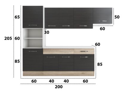 Bucatarie Sofia 260 cm, wenge / sonoma, blat termic alb, corp cuptor incorporabil - imagine 5