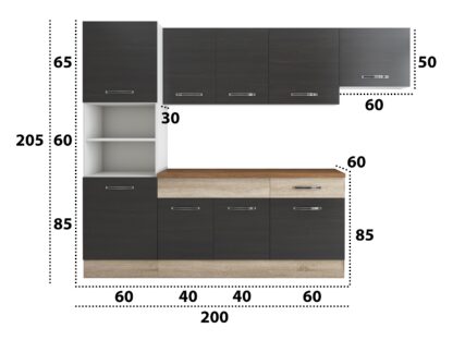Bucatarie Sofia 260 cm, wenge / sonoma, blat termic nuc, corp cuptor incorporabil - imagine 5