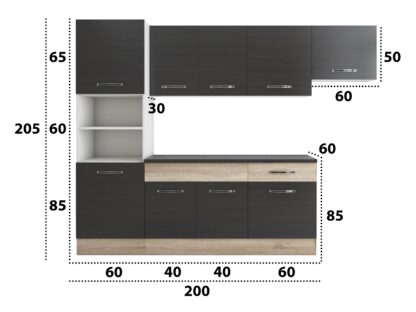 Bucatarie Sofia 260 cm, wenge / sonoma, blat termic wenge, corp cuptor incorporabil - imagine 5