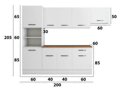 Bucatarie Sofia 260 cm, alb, blat termic nuc, corp cuptor incorporabil - imagine 5
