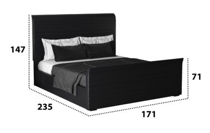 Pat tapitat Sara cu somiera si saltea, 157x205 cm, negru, piele ecologica - imagine 2