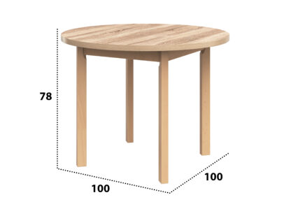 Masa MB-12 Poli2, sonoma, 100x100x76 cm, lemn masiv de fag, pal - imagine 7
