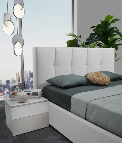 Dormitor Deborah, Bej,Dulap 250 cm, Pat 160x200 cm, 2 noptiere, comoda - imagine 2