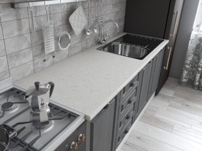 Bucatarie Maya 240 cm, gri uni structo, blat Kastamonu Mersin 28 mm, fronturi MDF, corp hota - imagine 5