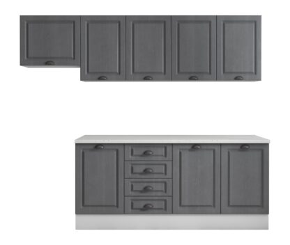 Bucatarie Maya 240 cm, gri uni structo, blat Kastamonu Mersin 28 mm, fronturi MDF, corp hota - imagine 6