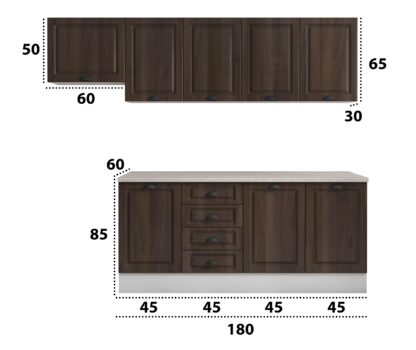Bucatarie Maya 240 cm, nuc columbia, blat Kastamonu Travertin 28 mm, fronturi MDF, corp hota - imagine 2