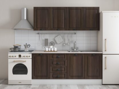 Bucatarie Maya 180 cm, nuc columbia, blat Kastamonu Travertin 28 mm, fronturi MDF - imagine 3