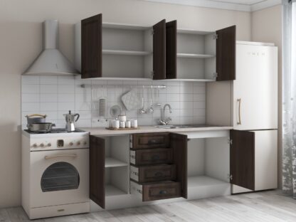 Bucatarie Maya 180 cm, nuc columbia, blat Kastamonu Travertin 28 mm, fronturi MDF - imagine 4