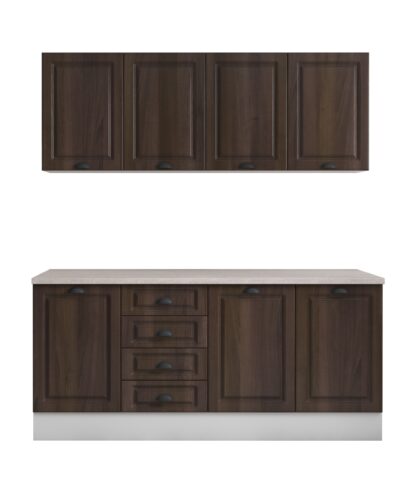 Bucatarie Maya 180 cm, nuc columbia, blat Kastamonu Travertin 28 mm, fronturi MDF - imagine 6