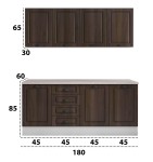 Bucatarie Maya 180 cm, nuc columbia, blat Kastamonu Travertin 28 mm, fronturi MDF - imagine 2