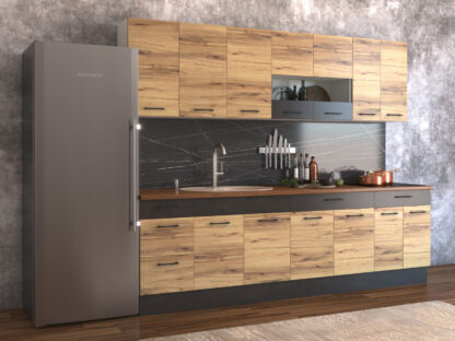 Bucatarie Greta 260 cm, Stejar/Antracit, blat nuc - imagine 2