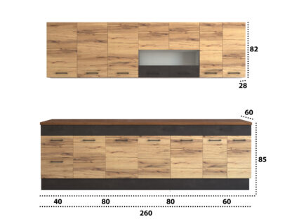 Bucatarie Greta 260 cm, Stejar/Antracit, blat nuc - imagine 4