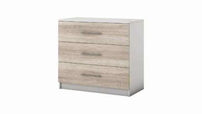 Set Dormitor Beta, alb / sonoma, dulap 120 cm, pat 140x200 cm, 2 noptiere, comoda - imagine 3