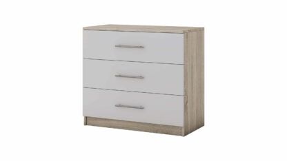 Set Dormitor Beta, sonoma / alb, dulap 120 cm, pat 140x200 cm, 2 noptiere, comoda - imagine 8