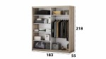 Set Dormitor Beta, Sonoma, Dulap 183 cm, Pat 160x200 cm, 2 noptiere, comoda - imagine 5