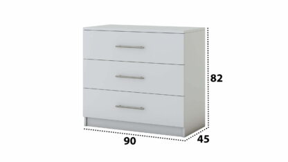 Set Dormitor Beta, alb, dulap 120 cm, pat 140x200 cm, 2 noptiere, comoda - imagine 7