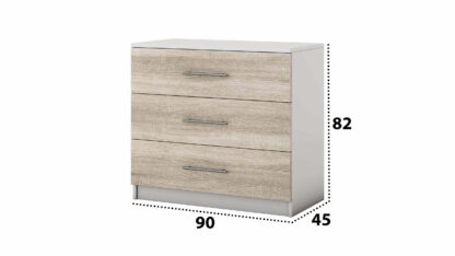 Set Dormitor Beta, alb / sonoma, dulap 120 cm, pat 140x200 cm, 2 noptiere, comoda - imagine 4