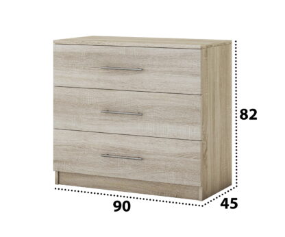 Set Dormitor Beta, sonoma, dulap 120 cm, pat 140x200 cm, 2 noptiere, comoda - imagine 6