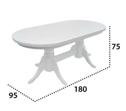 Masa MB-81 din lemn masiv, alb, 180x95x75 cm - imagine 7