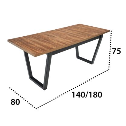 Masa extensibila 140x180 cm MB-13 Ikon 2, Stirling/Czarny, lemn masiv de fag si PAL - imagine 8