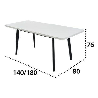 Masa extensibila 140x180 cm MB-13 Oslo 6, Bialy/Czarny, lemn masiv de fag si PAL - imagine 7