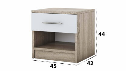 Set Dormitor Beta, sonoma / alb, dulap 120 cm, pat 140x200 cm, 2 noptiere, comoda - imagine 7