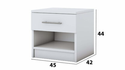 Set Dormitor Beta, alb, dulap 120 cm, pat 140x200 cm, 2 noptiere, comoda - imagine 9