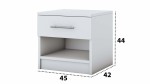 Set Dormitor Beta, alb, dulap 183 cm, pat 140×200 cm, 2 noptiere, comoda - imagine 6