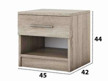 Set Dormitor Beta, sonoma, dulap 120 cm, pat 140x200 cm, 2 noptiere, comoda - imagine 8