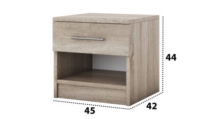 Set Dormitor Beta, sonoma, dulap 150 cm, pat 140×200 cm, 2 noptiere, comoda - imagine 6