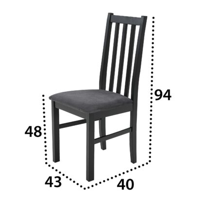 Scaun din lemn masiv de fag tapitat cu stofa S-38 Boss10 CZ 26 X, negru - imagine 8