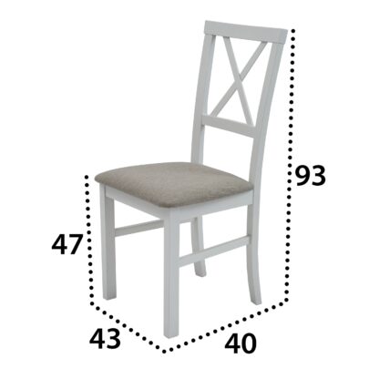Scaun din lemn masiv de fag tapitat cu stofa S-38 Milano4 B4, alb - imagine 8