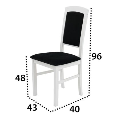Set masa extensibila 140x180 cm cu 6 scaune tapitate, MB-13 Oslo 6 si S-38 Nilo4 29B, Bialy/Czarny, Lemn masiv de fag, Stofa - imagine 10