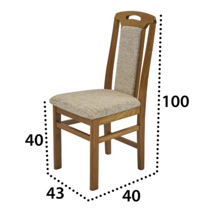 Scaun din lemn masiv de fag tapitat cu stofa Zim Standard O31, oak - imagine 8