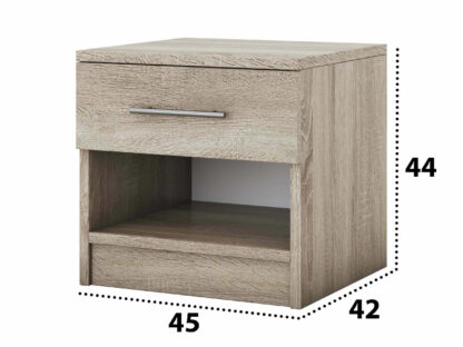 Set Dormitor Beta, Sonoma, Dulap 183 cm, Pat 160x200 cm, 2 noptiere, comoda - imagine 6